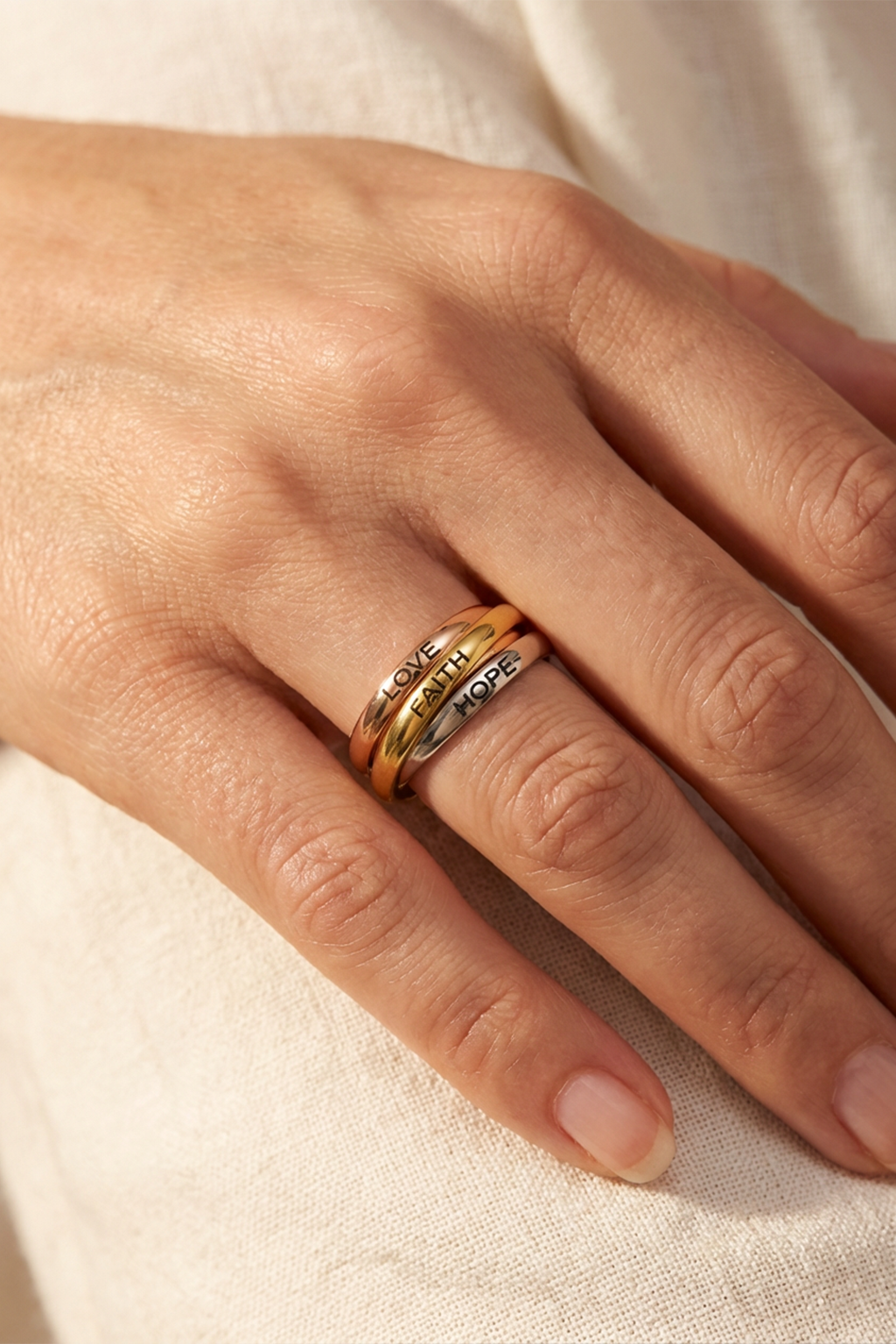Bague Alliance Tricolore - Amour Foi Espoir