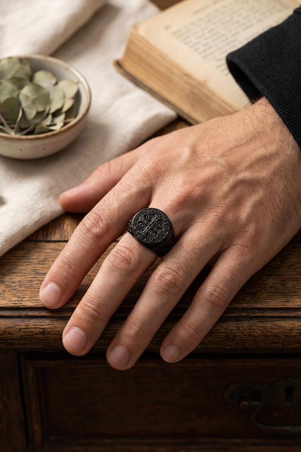 Bague Saint-Benoît - Noir Mat