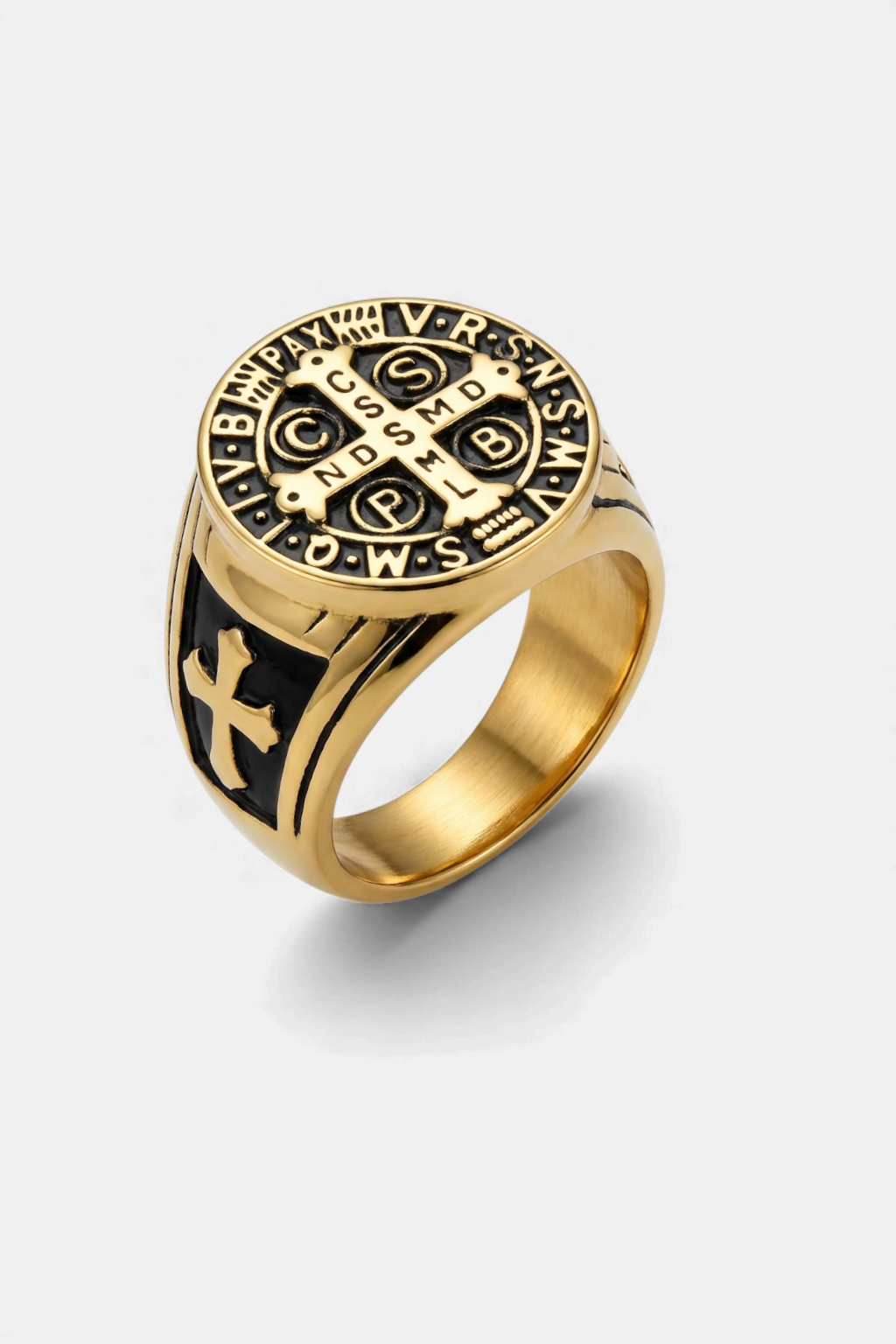 Bague Saint-Benoît - Médaille Noir Et Or