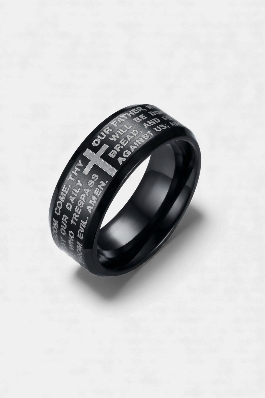 Bague Religieuse Noire - Notre Père