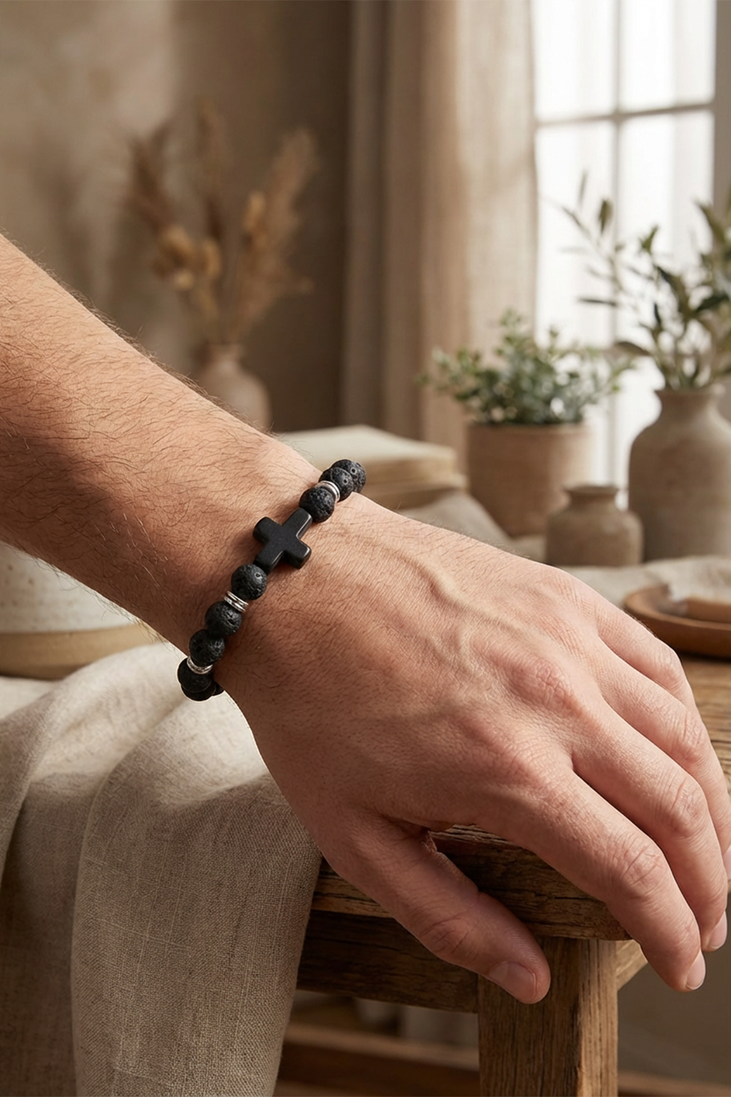 Bracelet Croix Perles - À Motifs