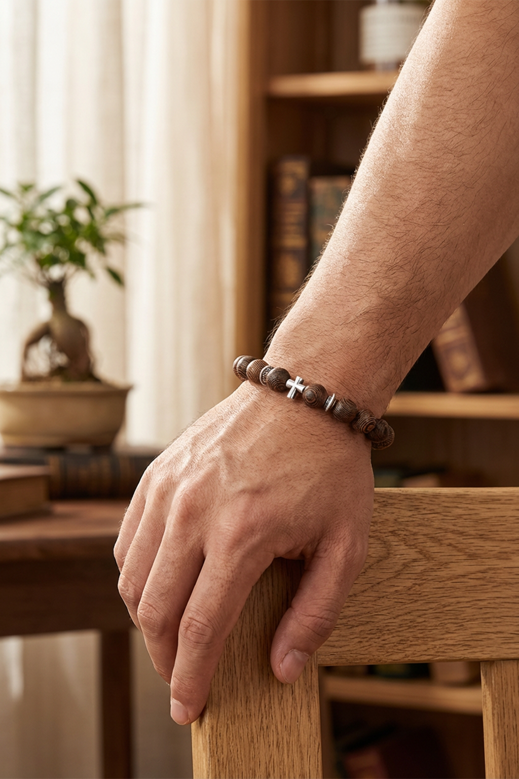Bracelet Perles Bois - Chrétienne