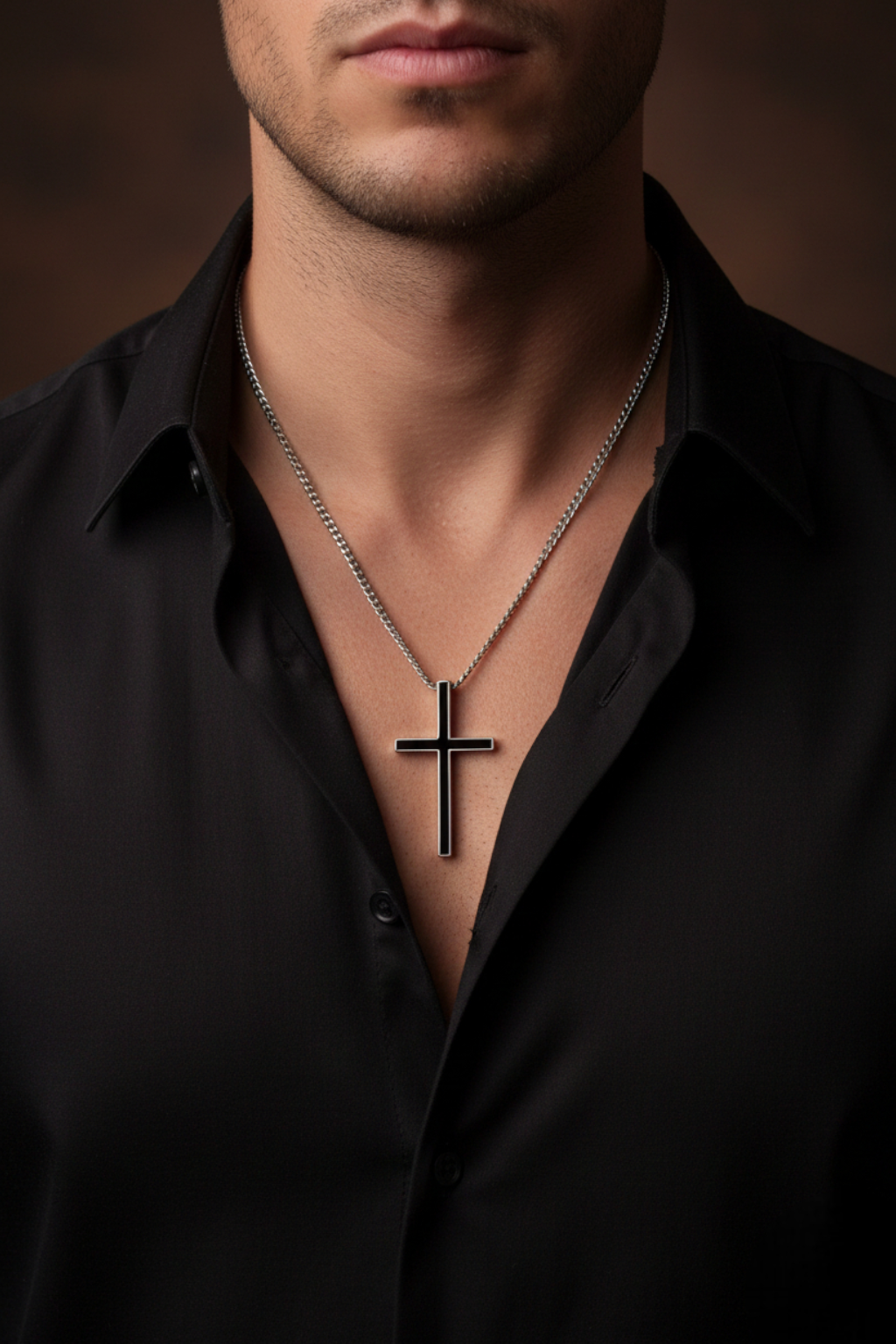 Collier Croix Homme - Modèle Acier