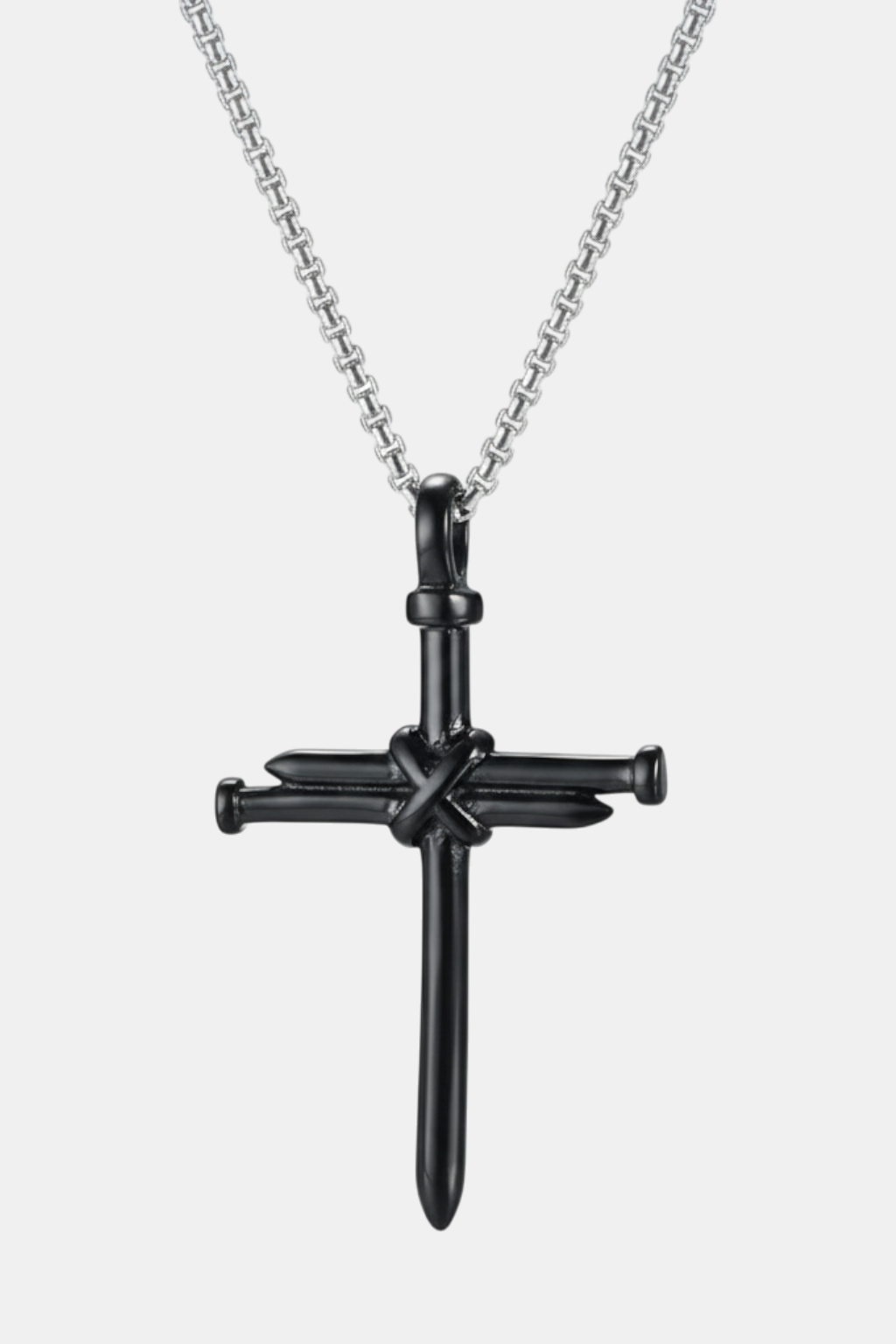 Collar Cruz Hombre<br> Clavos Negro