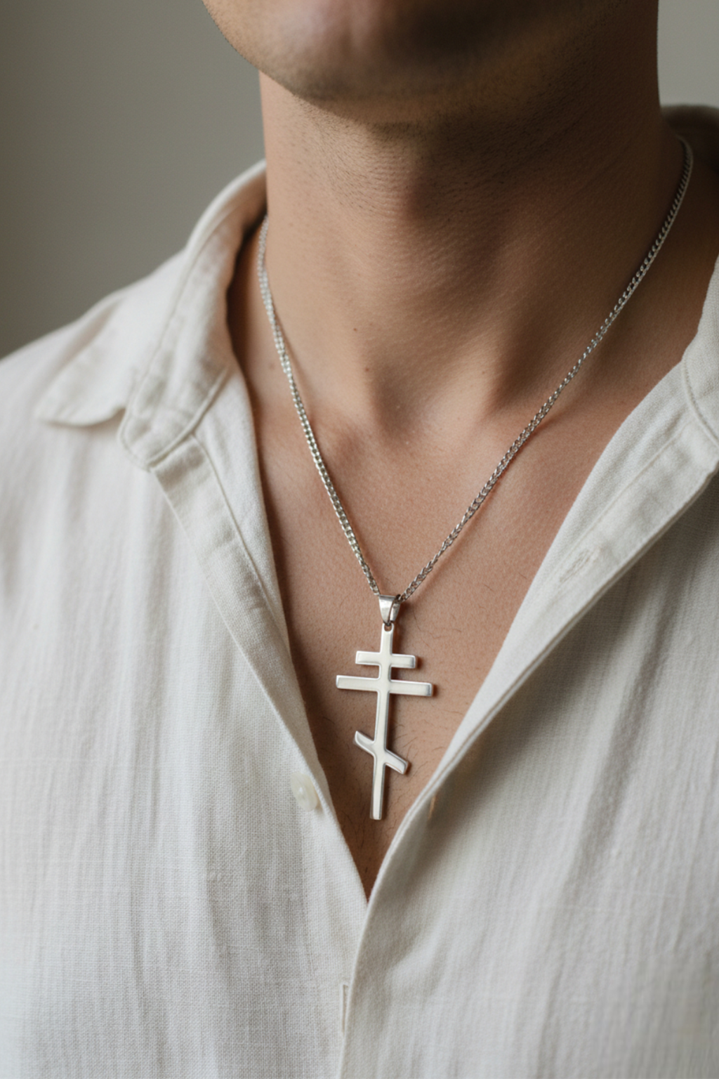 Collar Cruz Ortodoxa<br> Cruz Rusa Plata