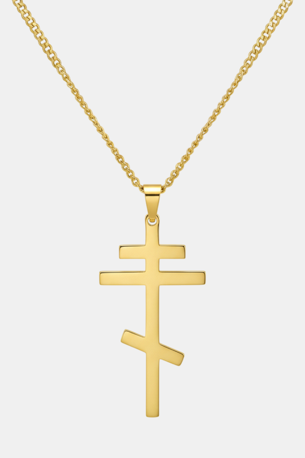 Collar Cruz Ortodoxa<br> Chapado en Oro