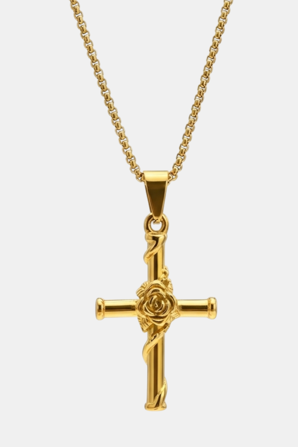 Pendentif Croix Fleur Rose