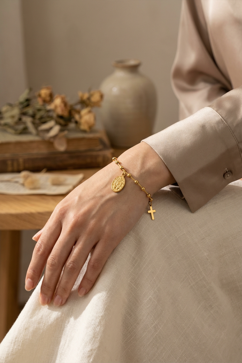 pulsera virgen maría oro
