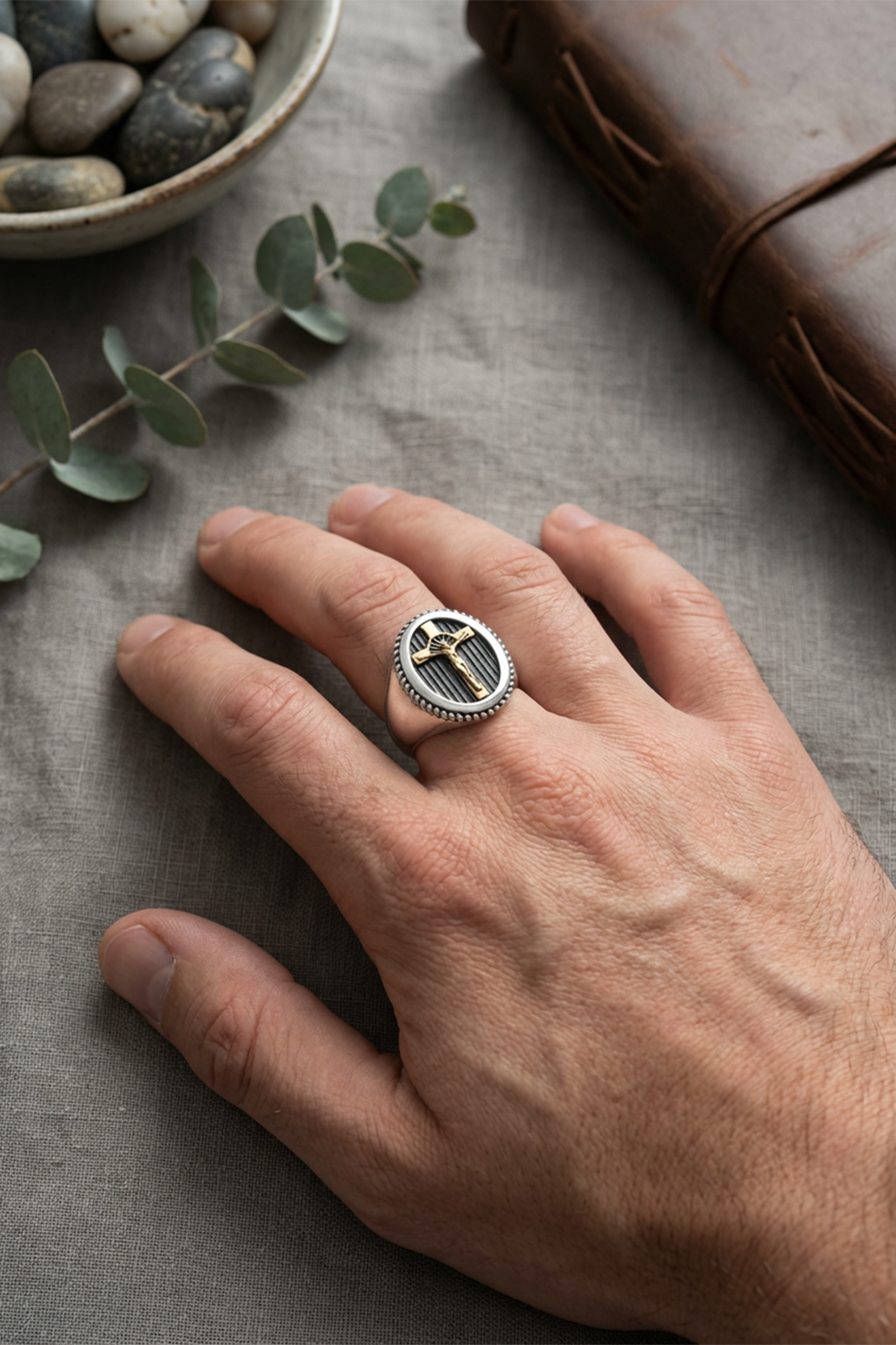 Bague Chevaliere Crucifix Jesus