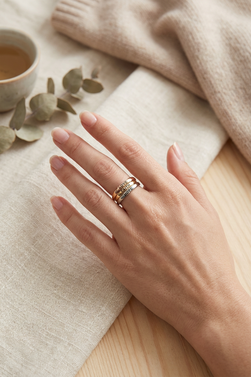 Bague Alliance Tricolore - Amour Foi Espoir