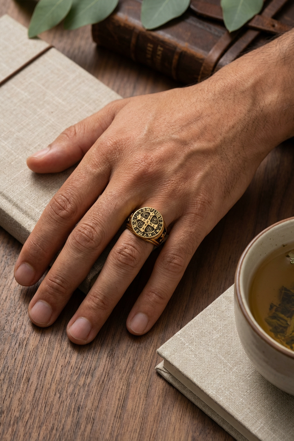 Bague Saint-Benoît - Médaille Noir Et Or