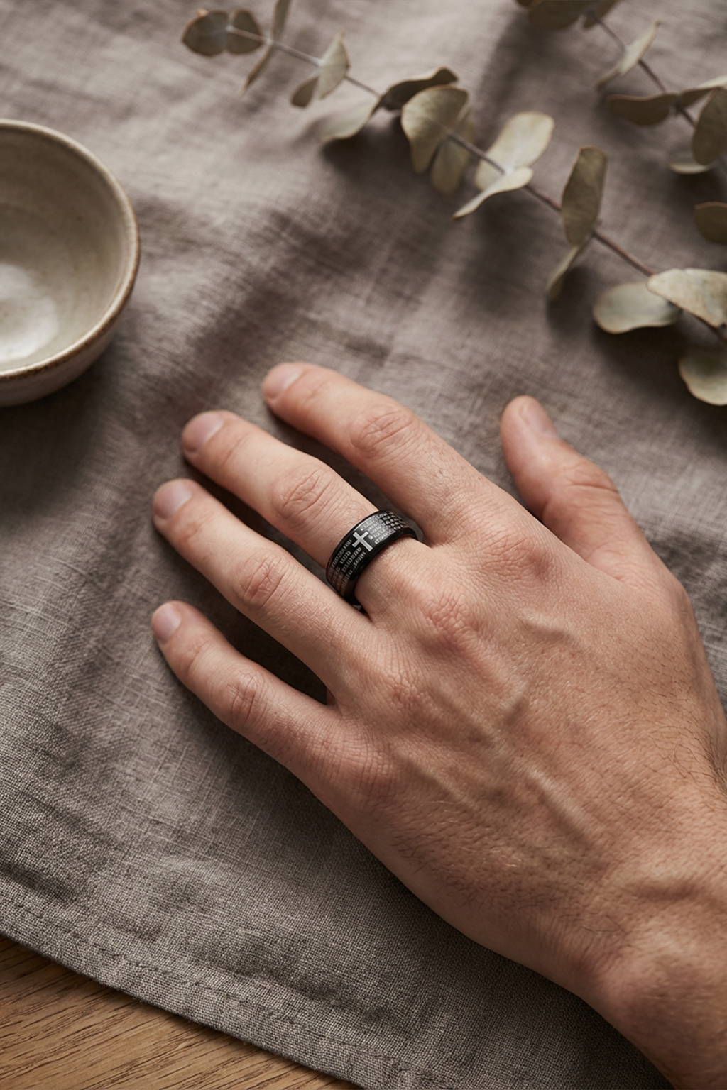Bague Religieuse Noire - Notre Père