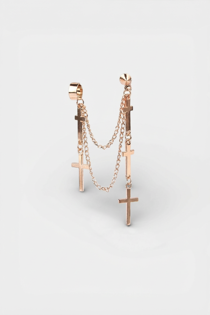 Boucles Pendantes Croix - Keïla Dorée
