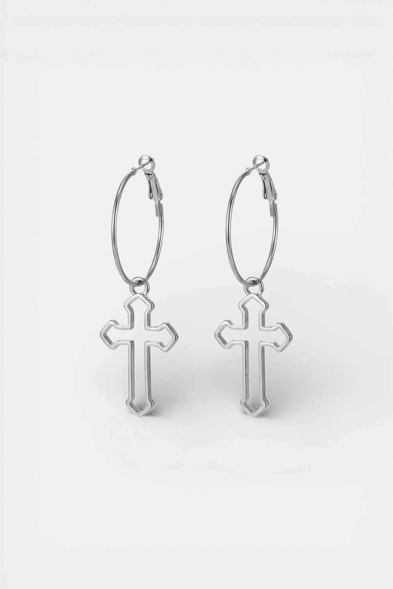 Créoles Croix Argent - Antique Tiphaine