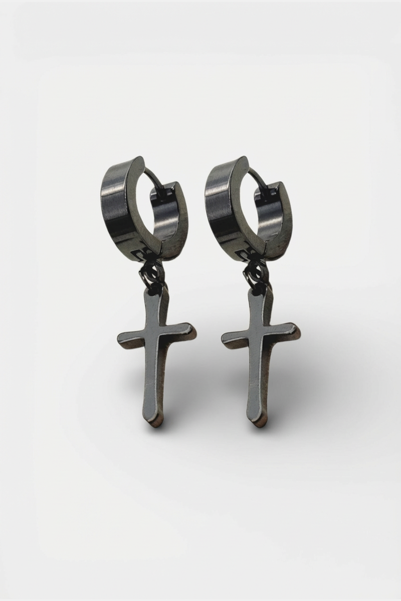 Grandes Boucles Croix - Lucie Noir