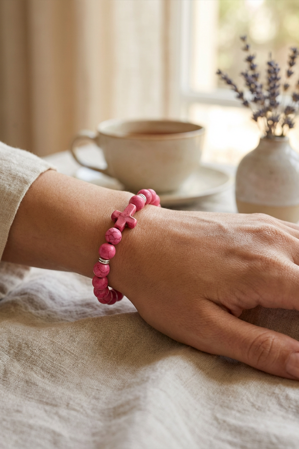 Bracelet Croix Perles - À Motifs