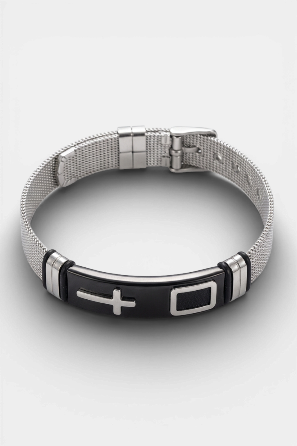 Gourmette Noir Argent