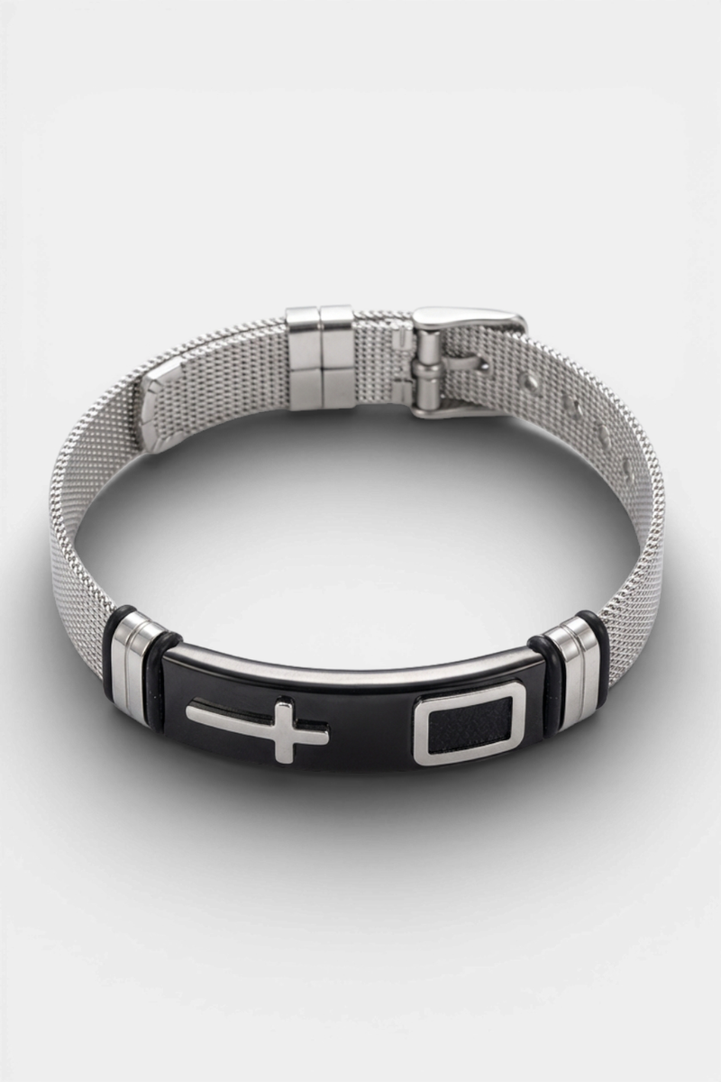 Gourmette Noir Argent