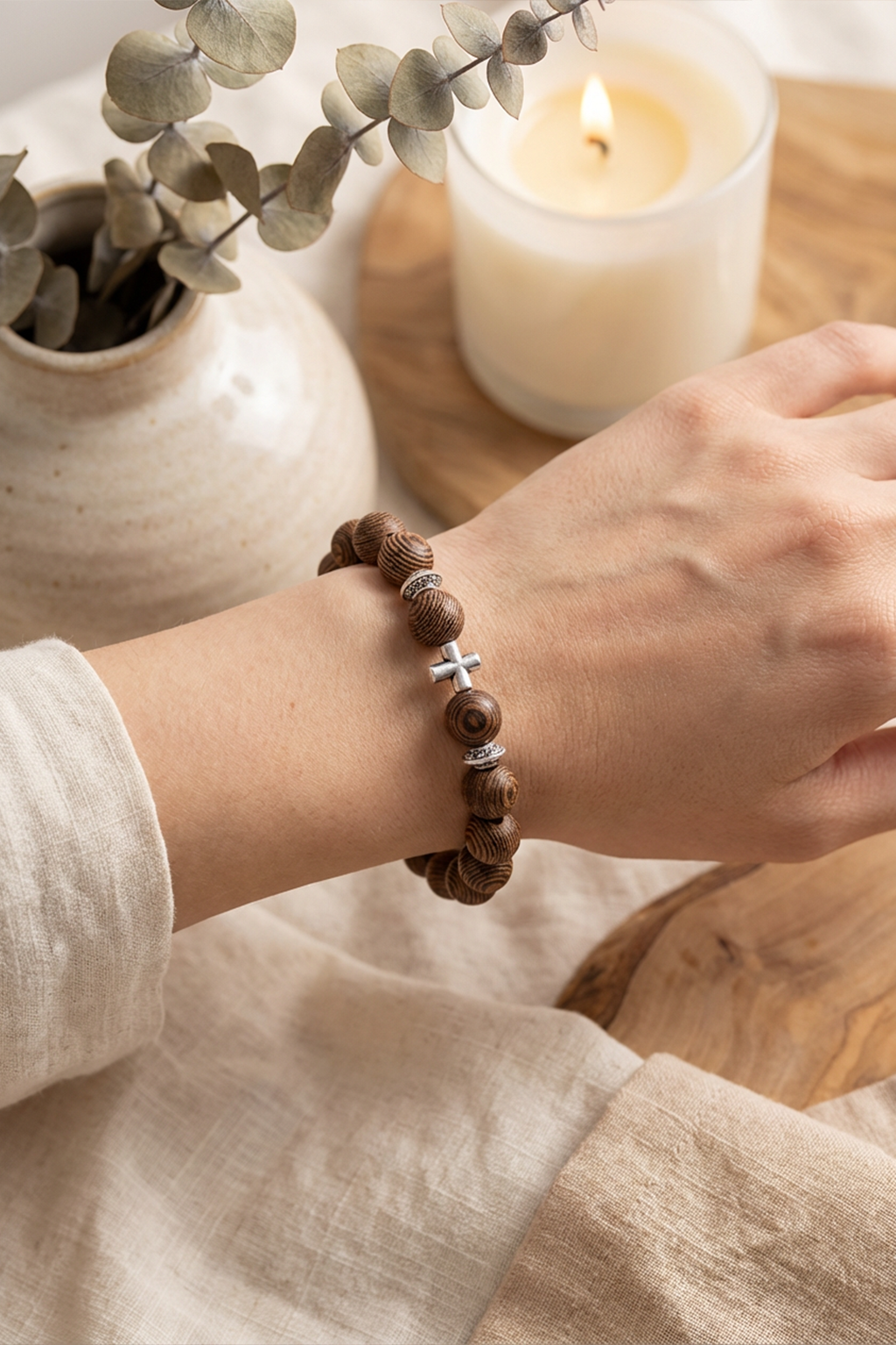 Bracelet Perles Bois - Chrétienne