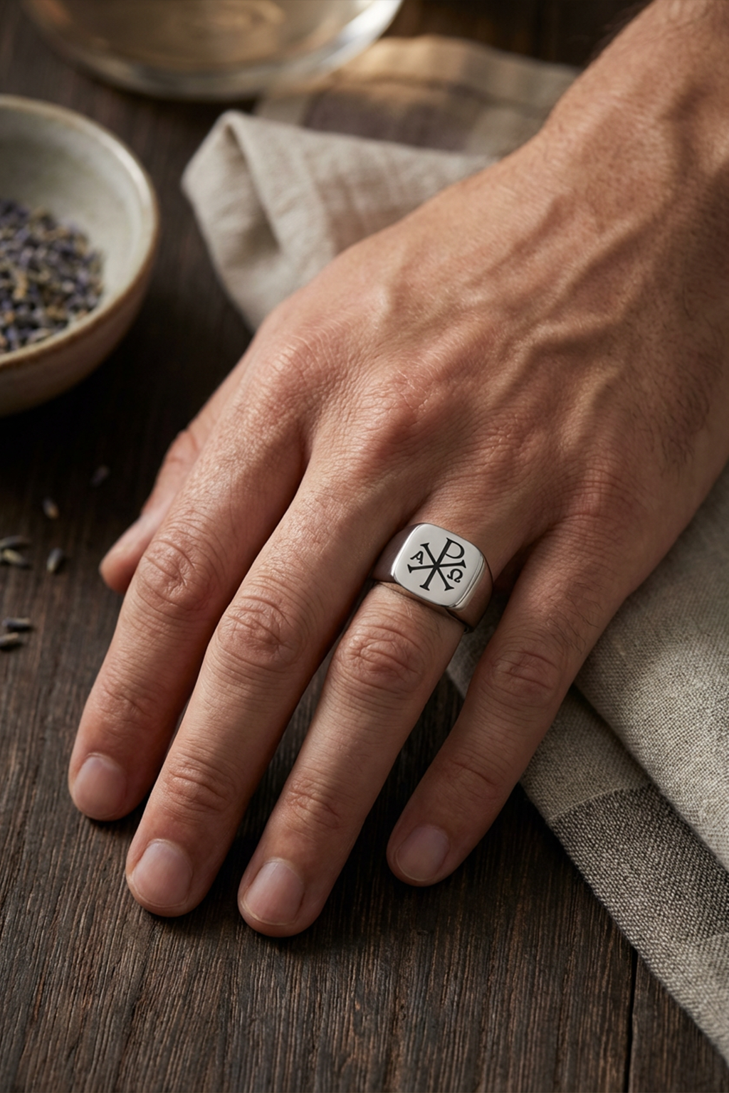 Men's Signet Ring <br>Silver Chi Rho
