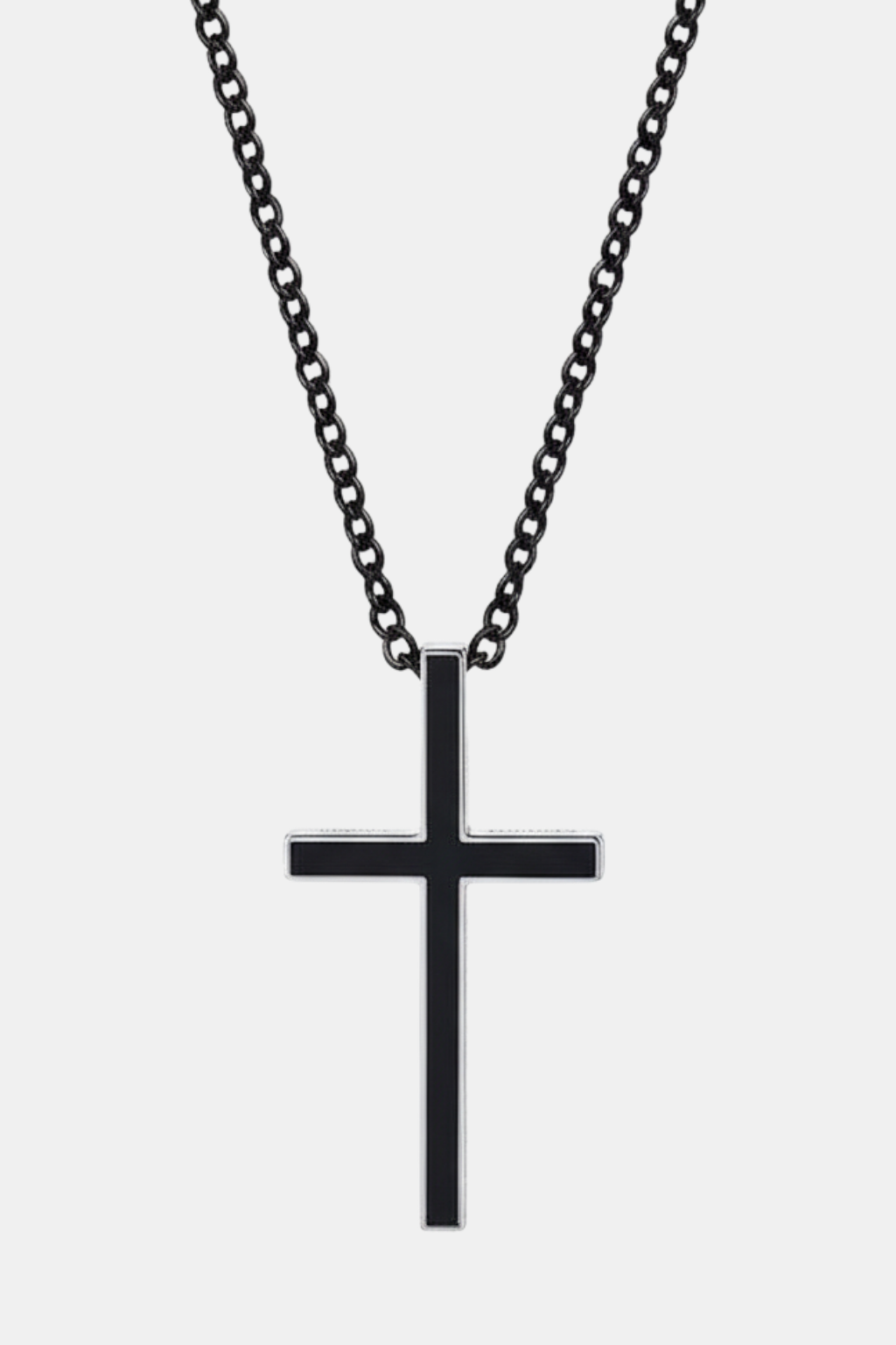 Collier Croix Homme - Noire Et Argent