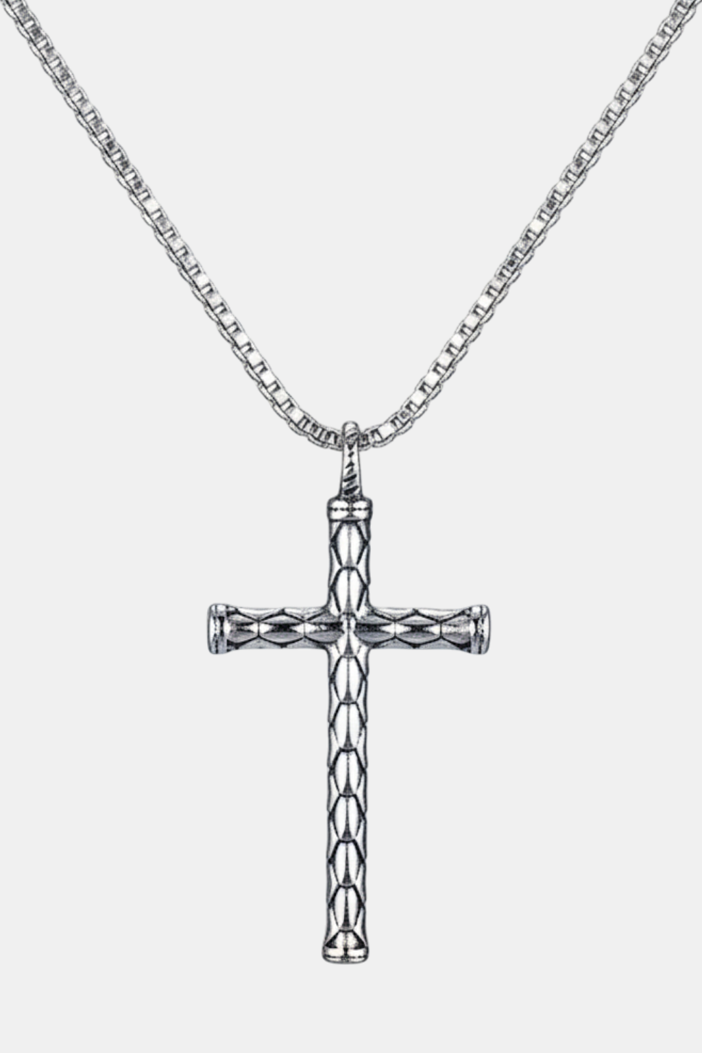 Collier Croix Homme - Rustique Or Blanc