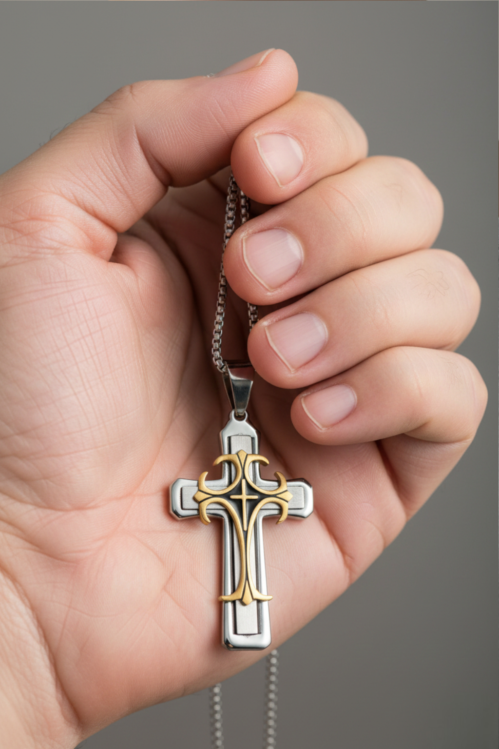Collana con croce da uomo<br> Ciondolo a croce