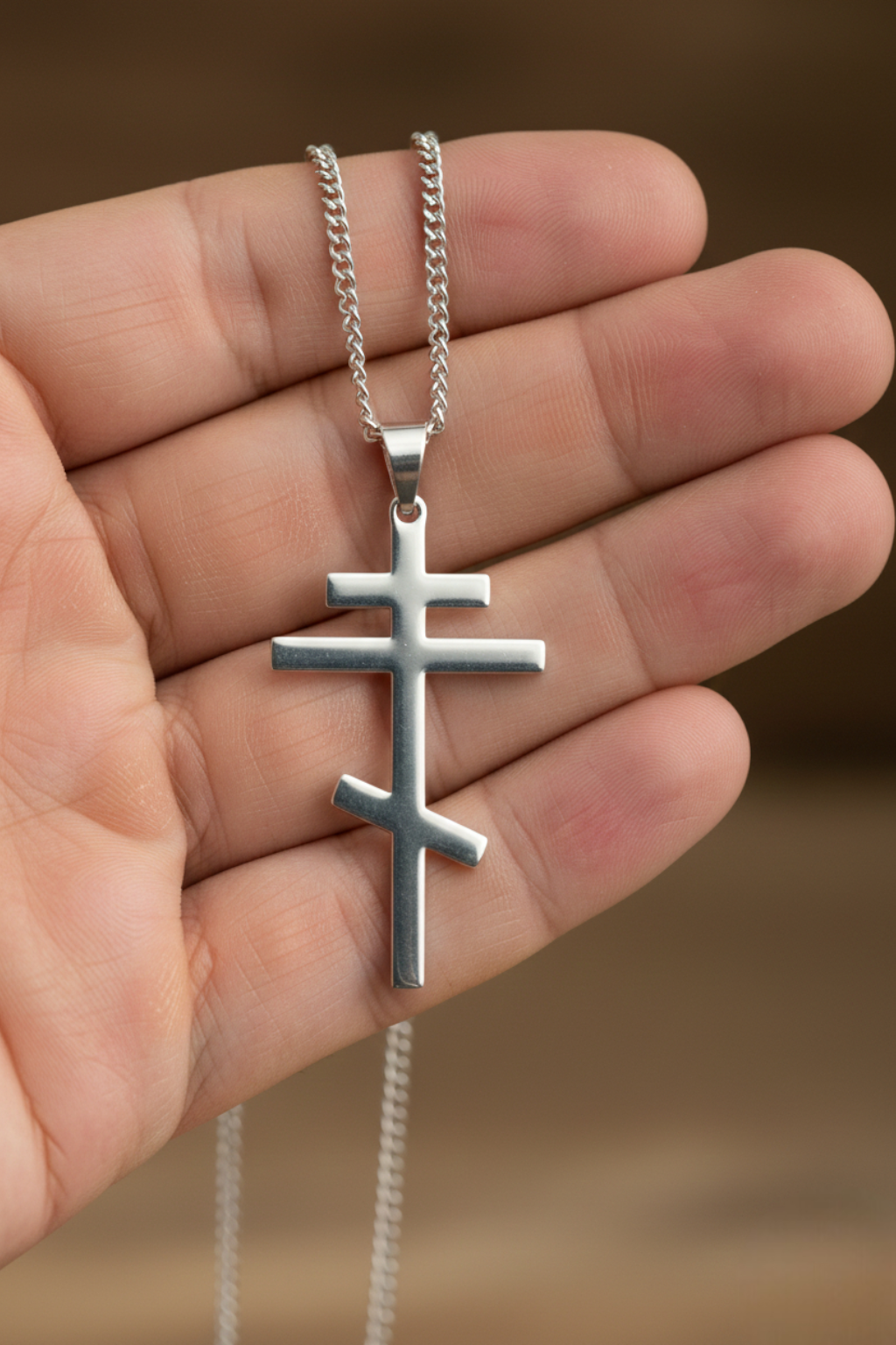 Collier Croix Orthodoxe - Russe Argent