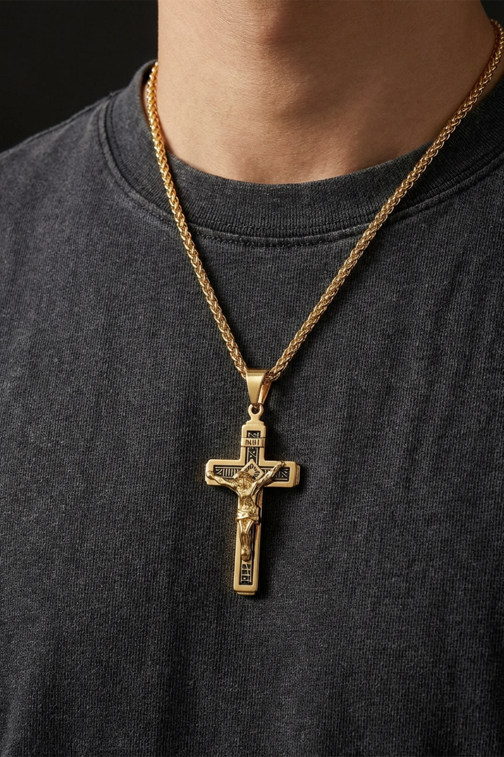 Collier Crucifix - INRI Doré