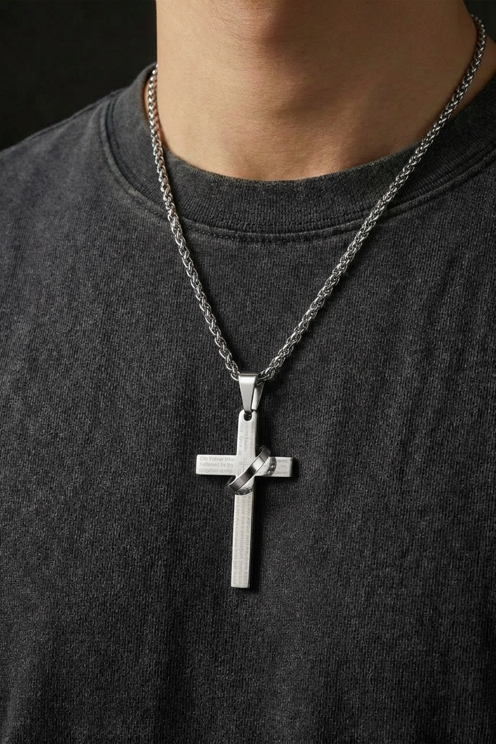 Collier Croix Argent - Prière Du Seigneur