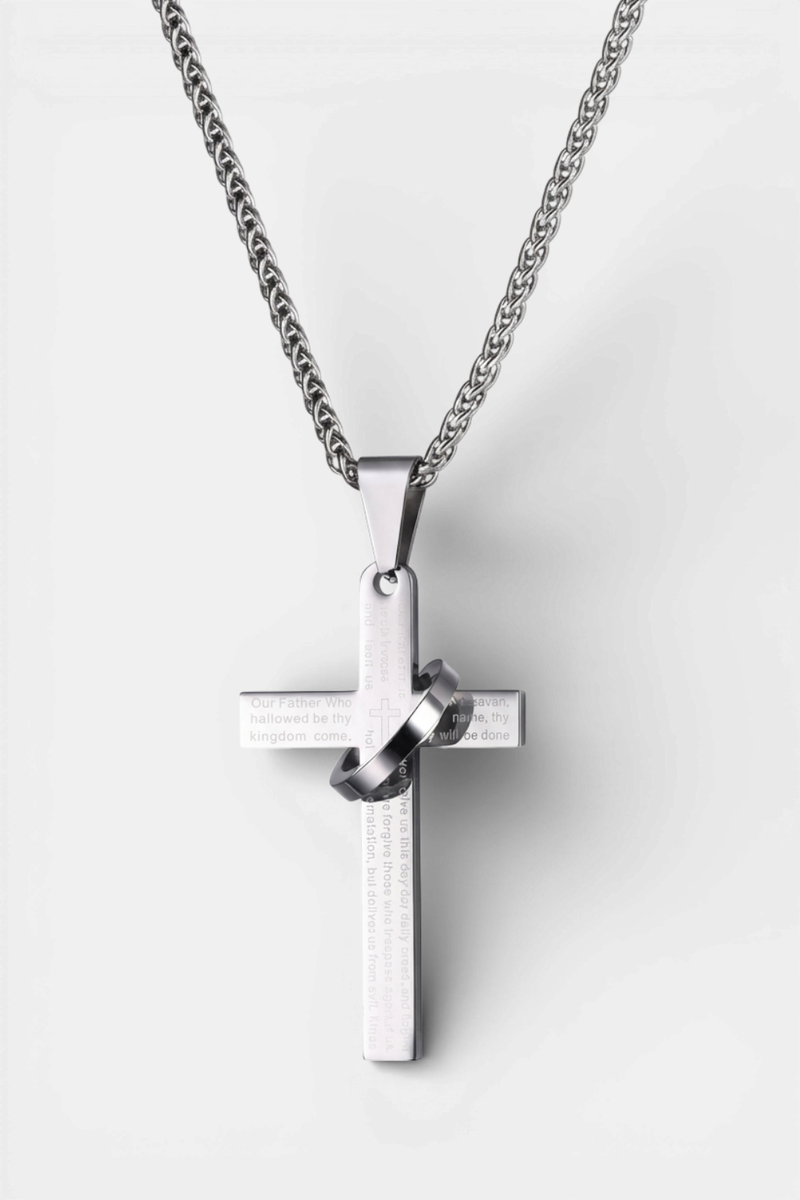 Collier Croix Argent - Prière Du Seigneur
