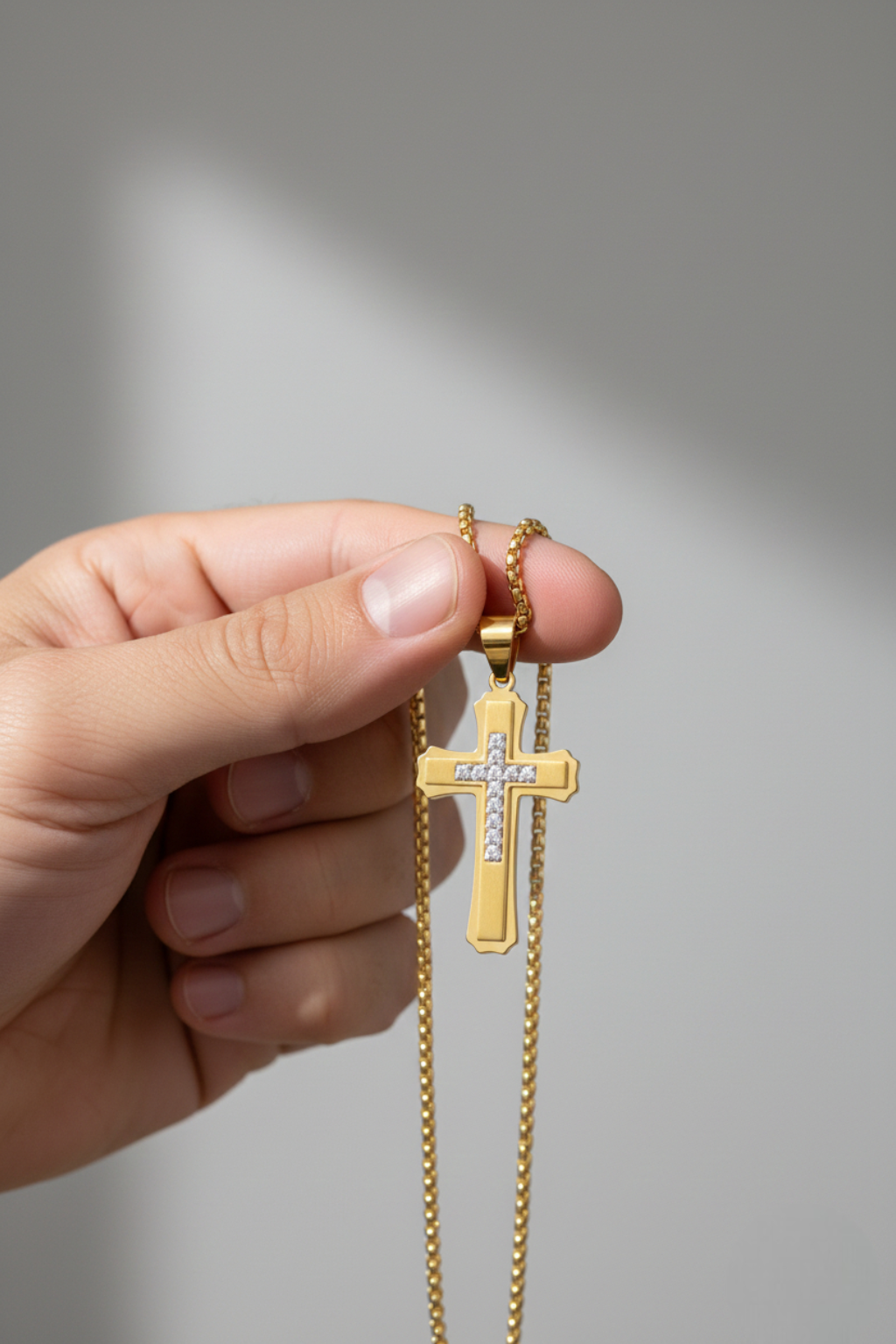 Collier Croix Homme - Diamant Or