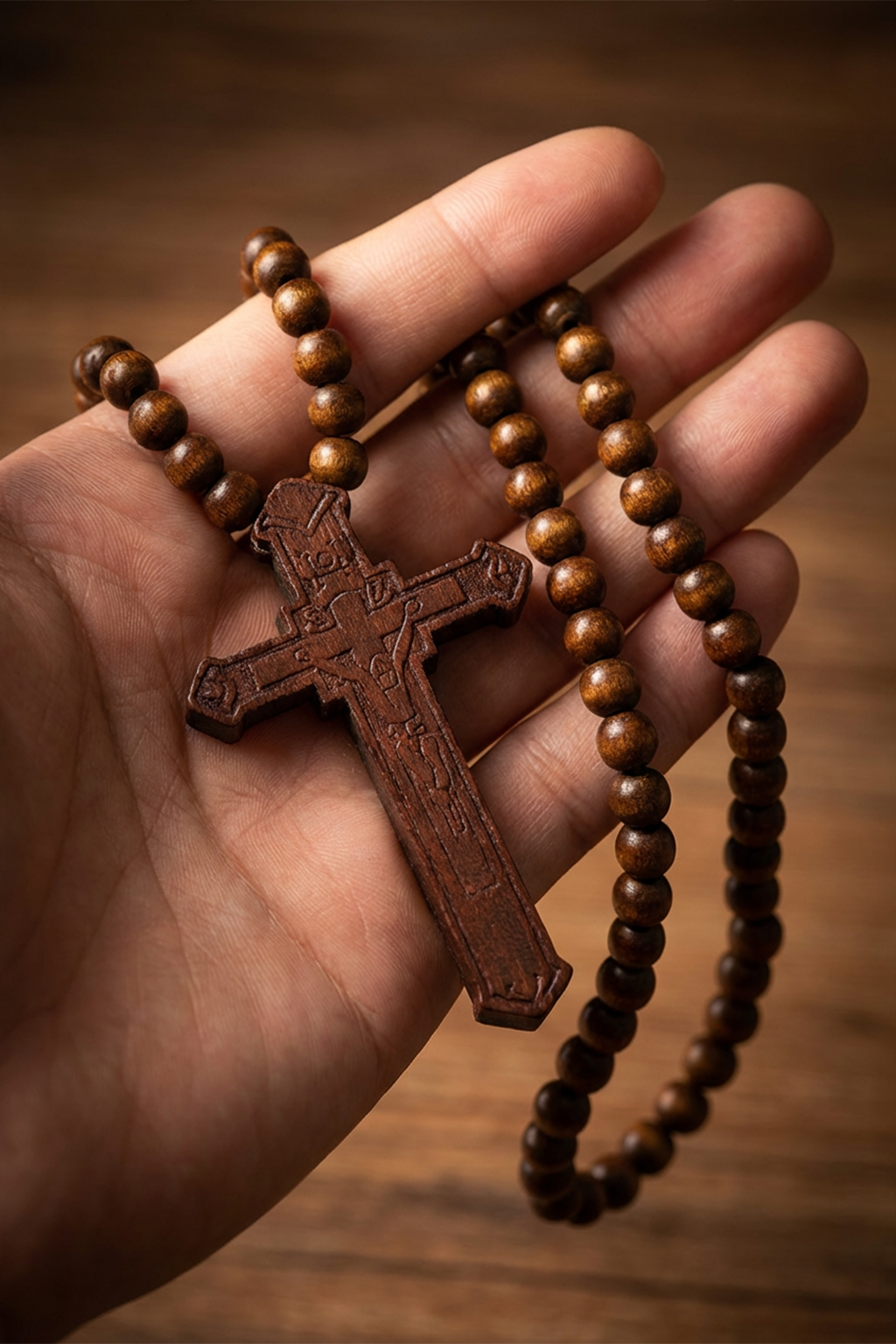 Large old wooden rosary beads