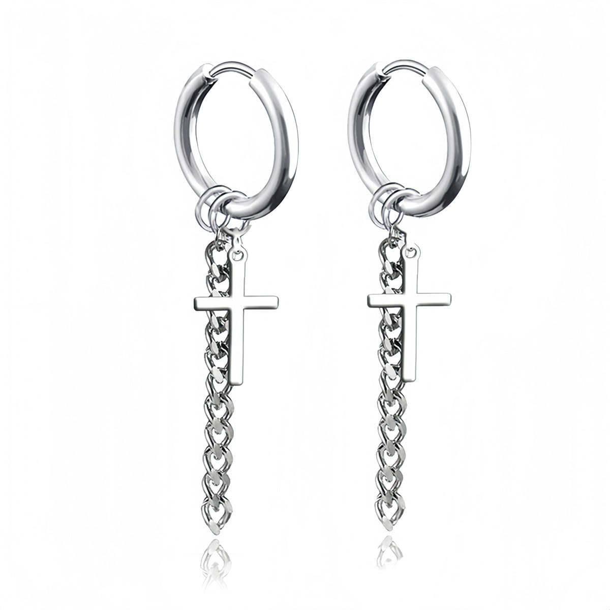 Boucle D'oreille Croix Argent