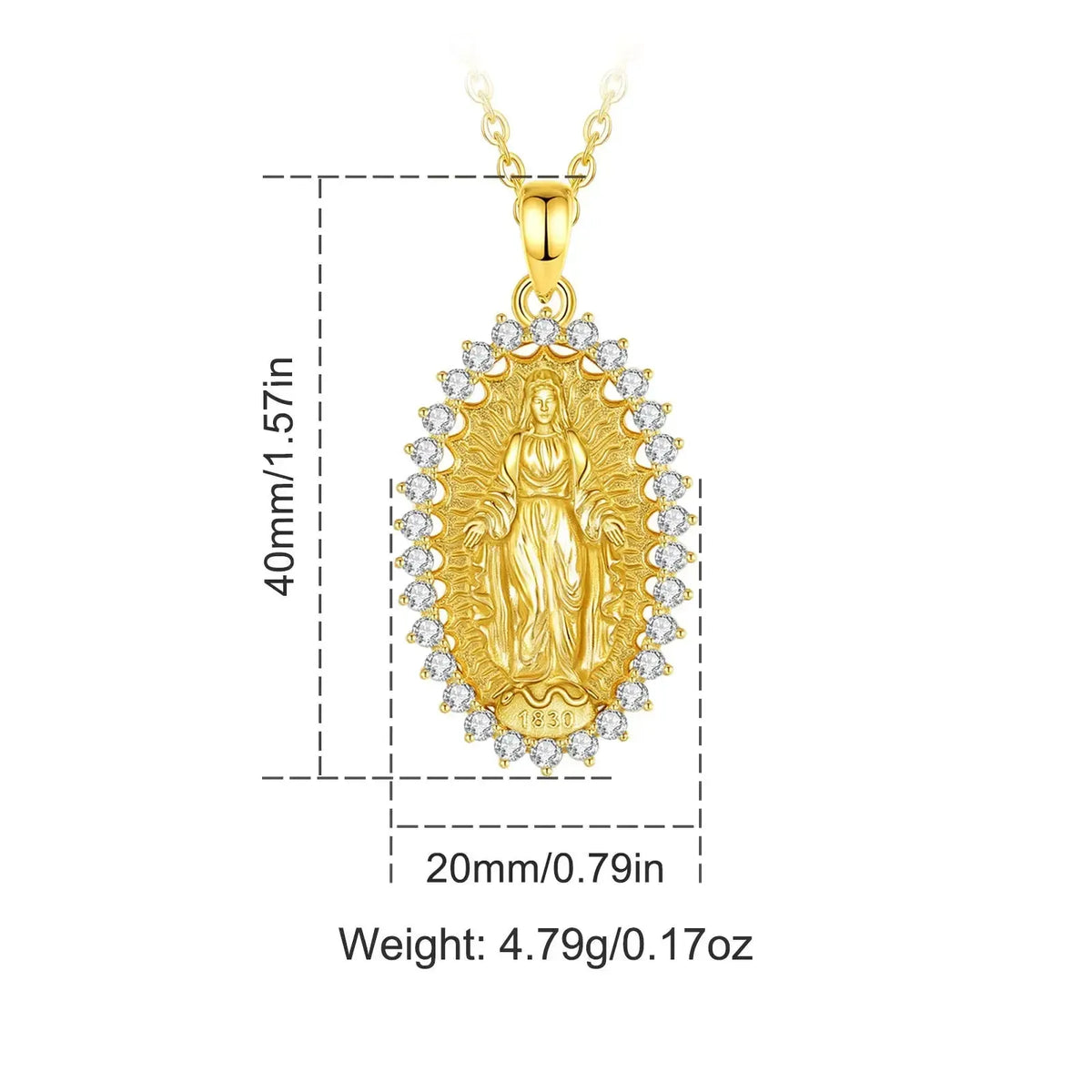 Pendentif vierge marie or-Boutique Chrétienne