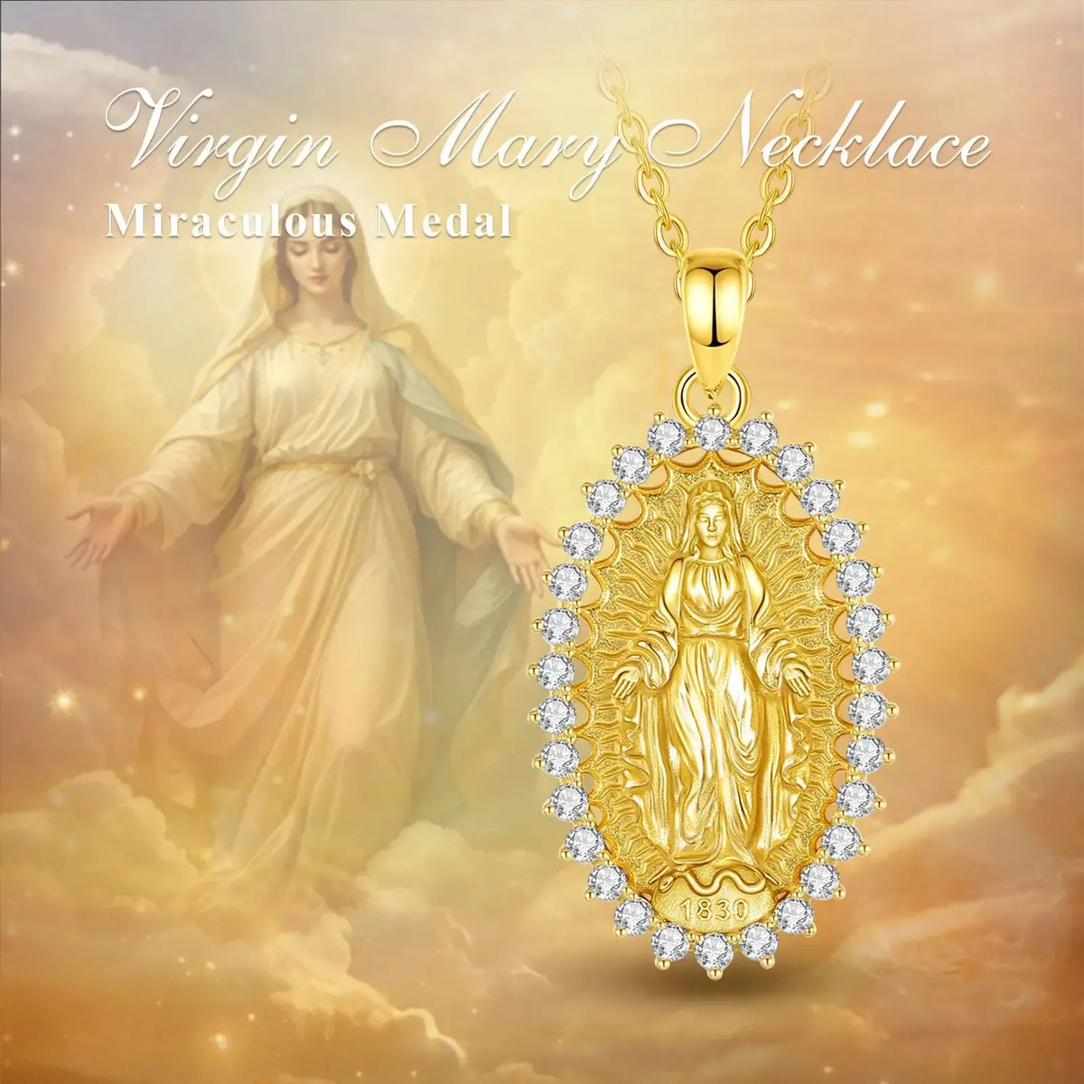 Pendentif vierge marie or-Boutique Chrétienne
