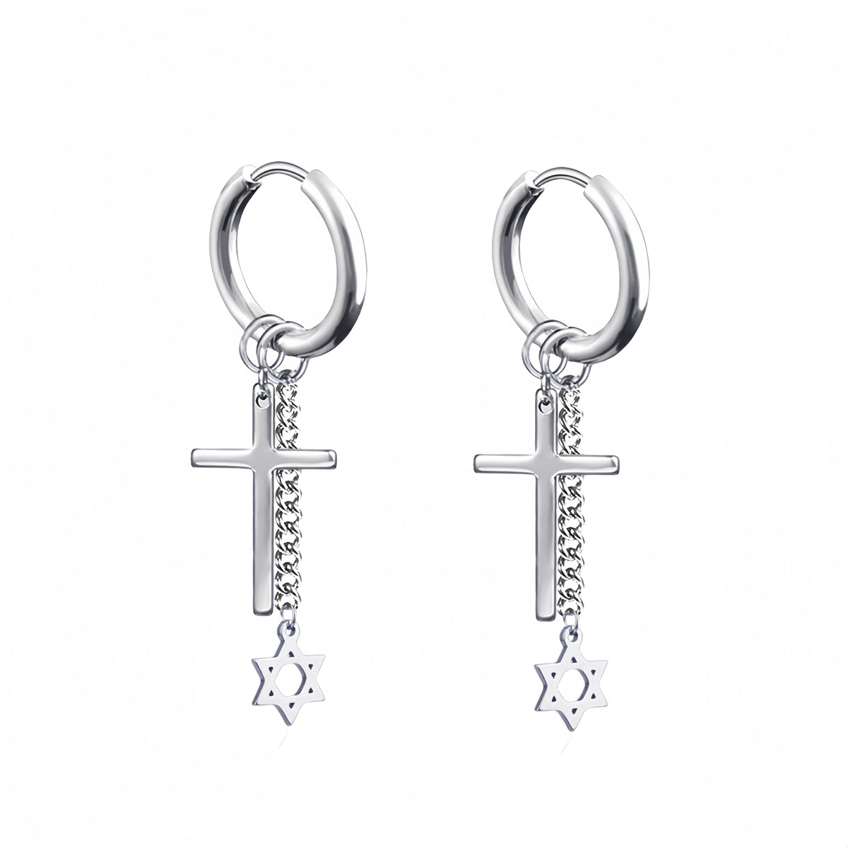 Boucle D'oreille Croix Argent