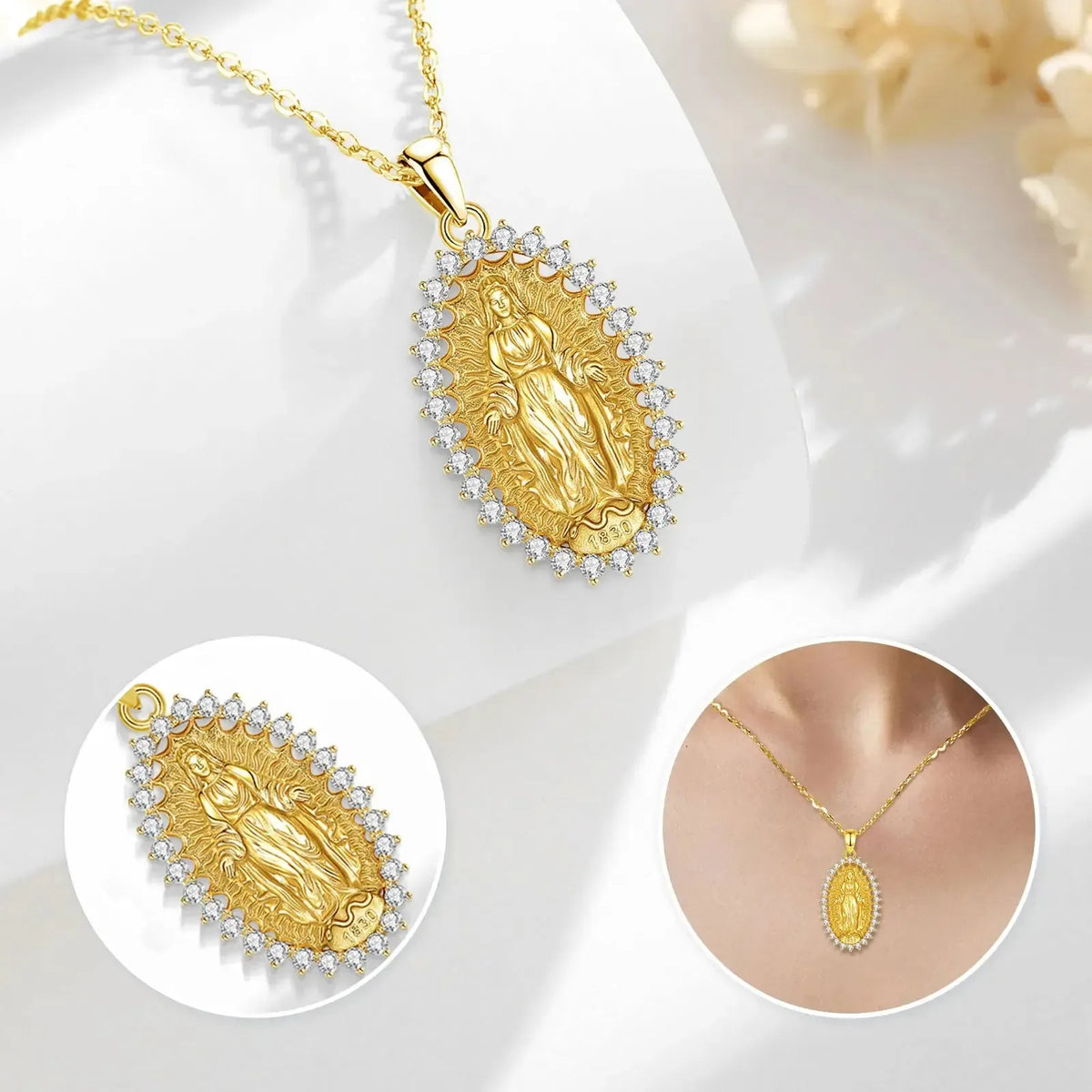 Pendentif vierge marie or-Boutique Chrétienne