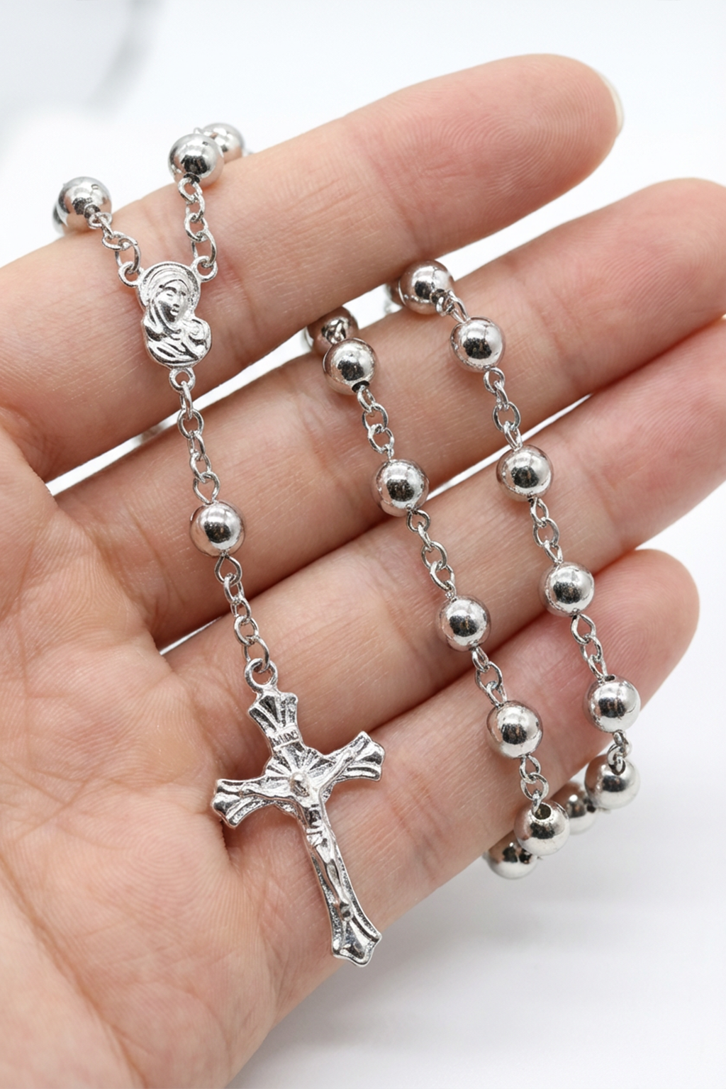 rosario de plata para mujer