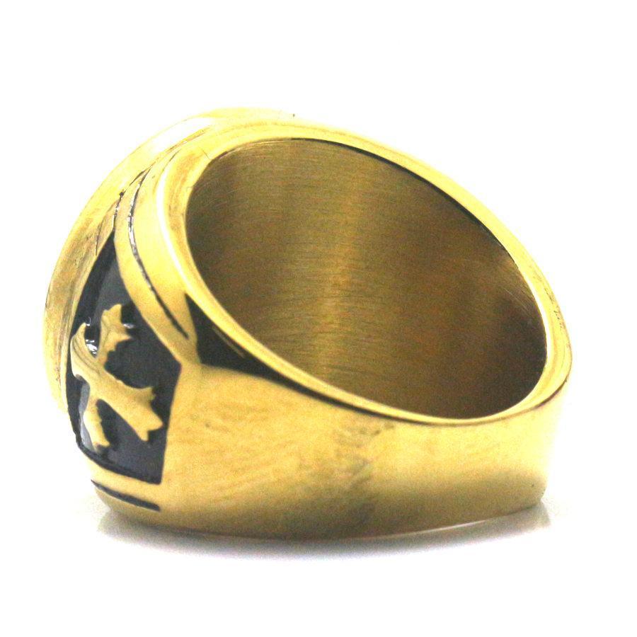 Bague Médaille<br> Saint Benoit Noir & Or-Boutique Chrétienne