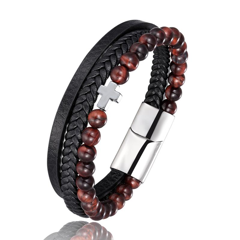 Bracelet Croix Homme <br>Bracelet Croix et Perles-Boutique Chrétienne