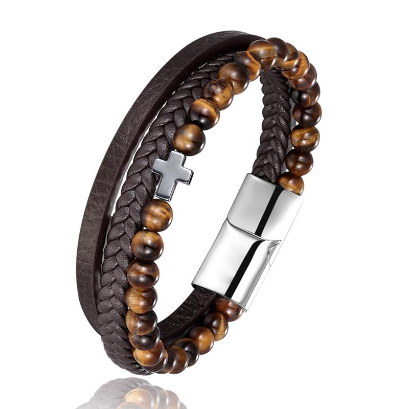 Bracelet Croix Homme <br>Bracelet Croix et Perles-Boutique Chrétienne