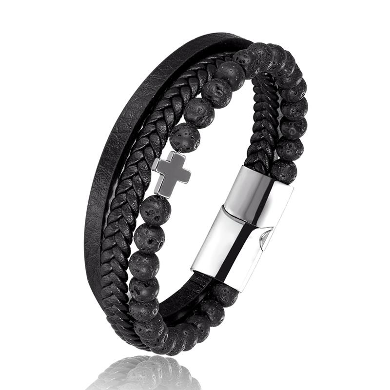 Bracelet Croix Homme <br>Bracelet Croix et Perles-Boutique Chrétienne