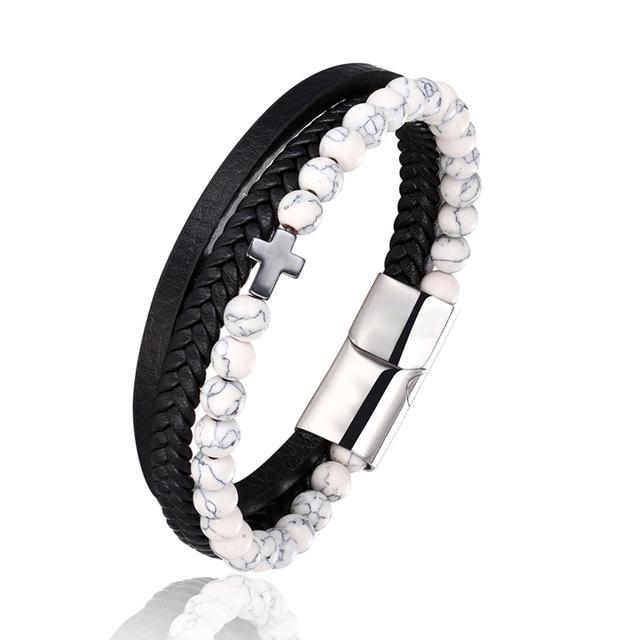 Bracelet Croix Homme <br>Bracelet Croix et Perles-Boutique Chrétienne