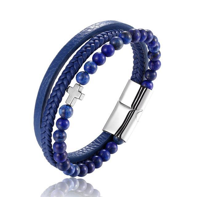 Bracelet Croix Homme <br>Bracelet Croix et Perles-Boutique Chrétienne