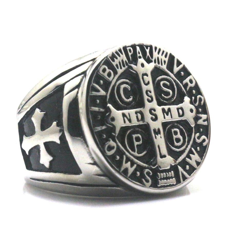 Bague Médaille<br> Saint Benoit Argent-Boutique Chrétienne