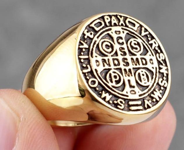 Bague Médaille<br> Saint Benoit Or-Boutique Chrétienne