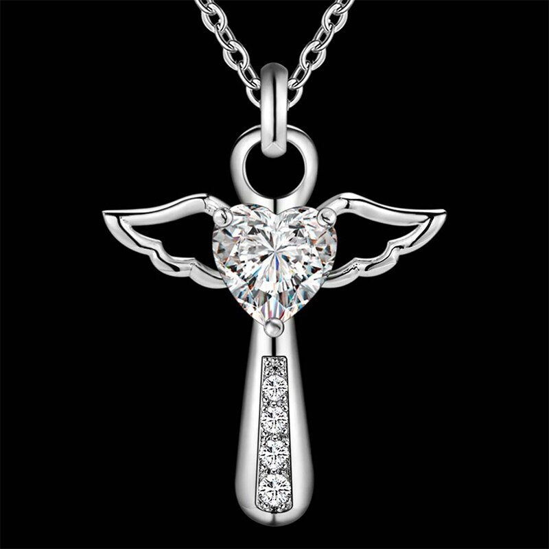Collier Croix Femme<br> Ailes D'ange-Boutique Chrétienne
