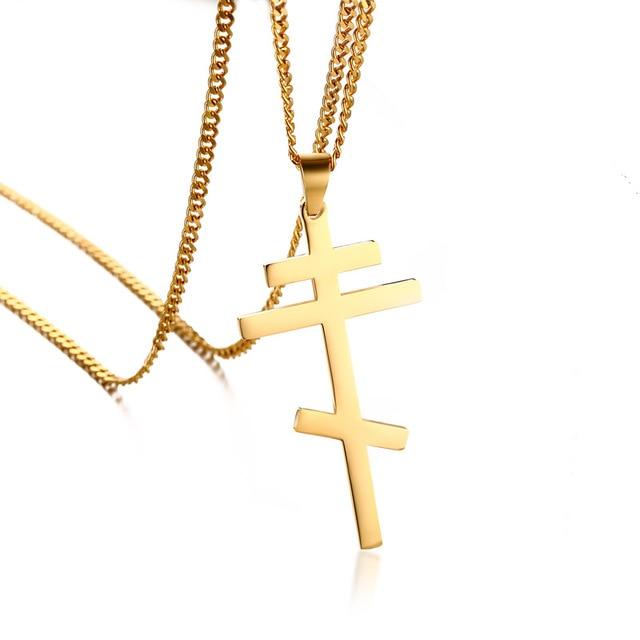 Collier Croix Orthodoxe<br> Plaqué Or-Boutique Chrétienne
