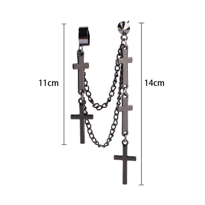 Boucles d'oreilles croix<br>chaines pendantes KEÏLA dorée-Boutique Chrétienne